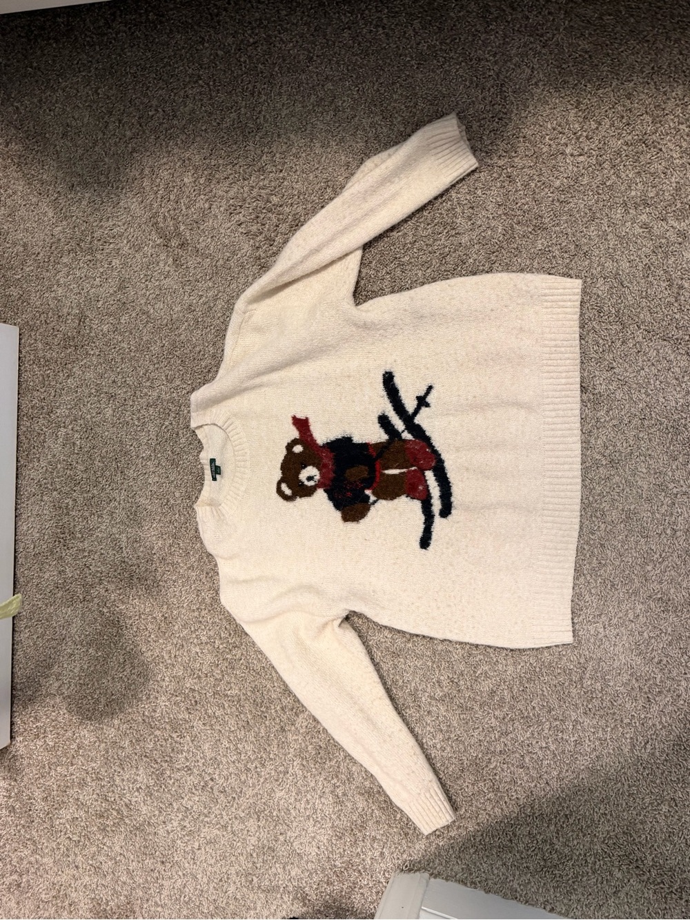 wild fable Cream Crewneck Sweater with Skiing Bear